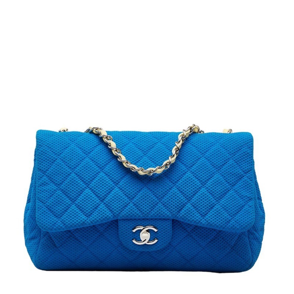 CHANEL Matelasse 30 Coco Mark Handbag Shoulder Bag Blue Canvas